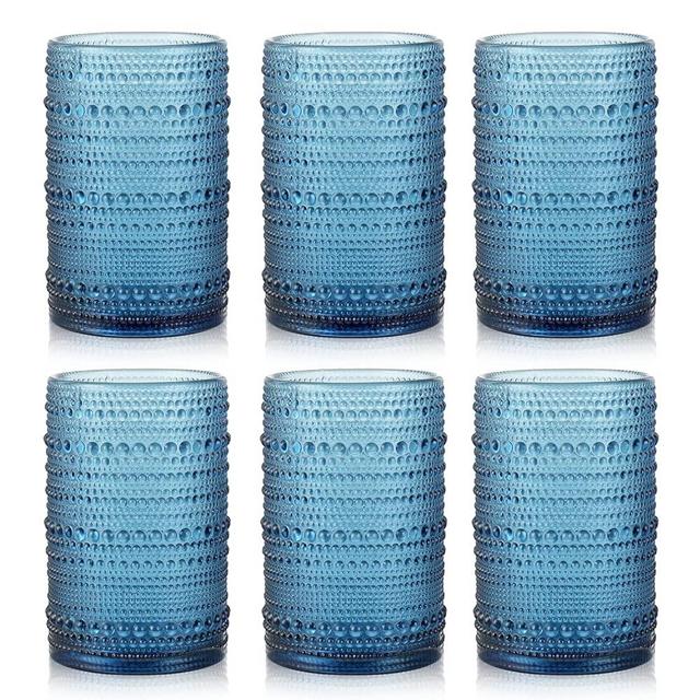 AWWAOOAWW Set of 6 hobnail drinking glasses,13 oz Cornflower Vintage Drinking Glasses,Lovely Vintage Glassware Set for Beer, Water, Juice, Cocktail, Whiskey and Milk，Dishwasher Safe，Gift