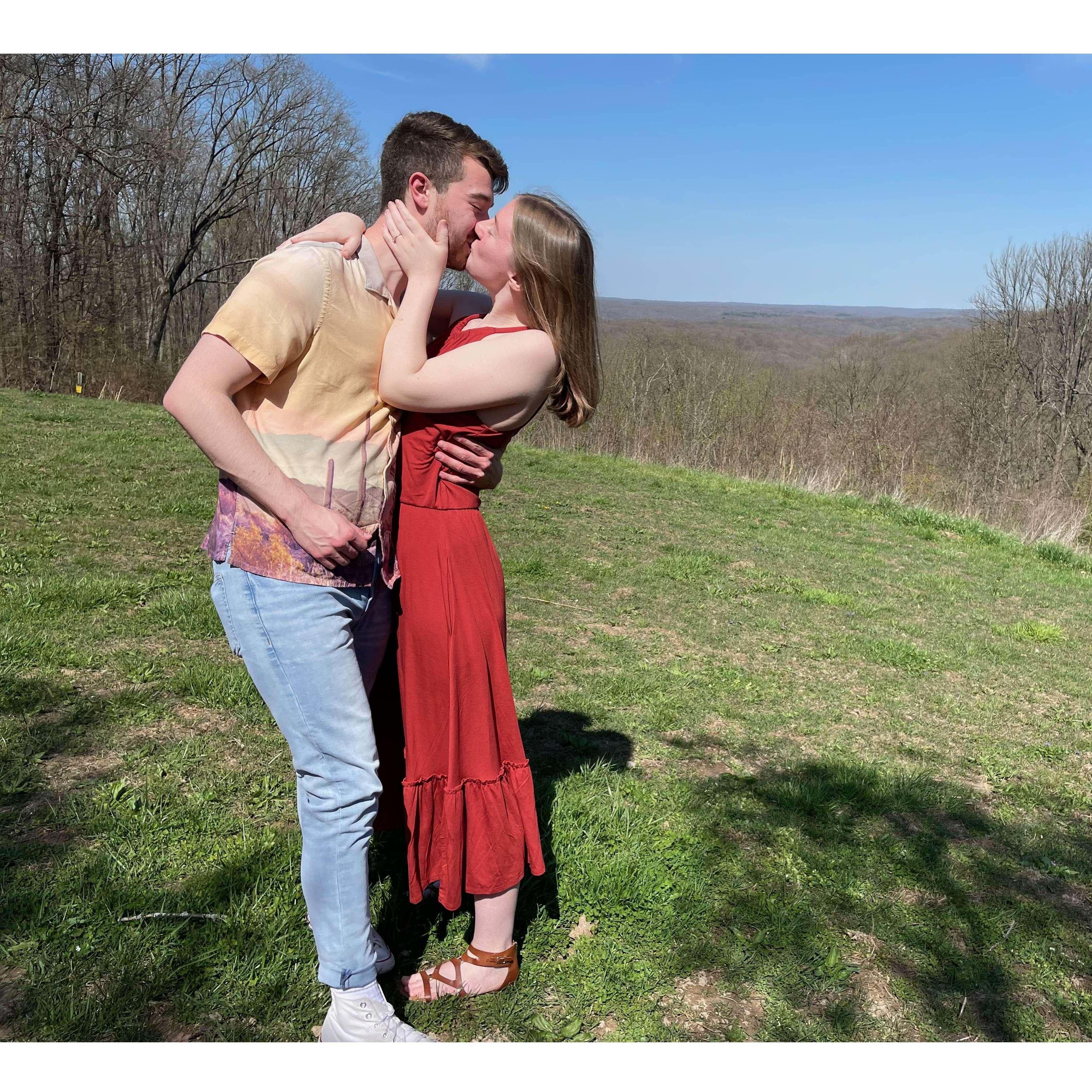 We had a picnic in Brown County State Park for our one-year anniversary -- the cheesy kissy picture was a must.