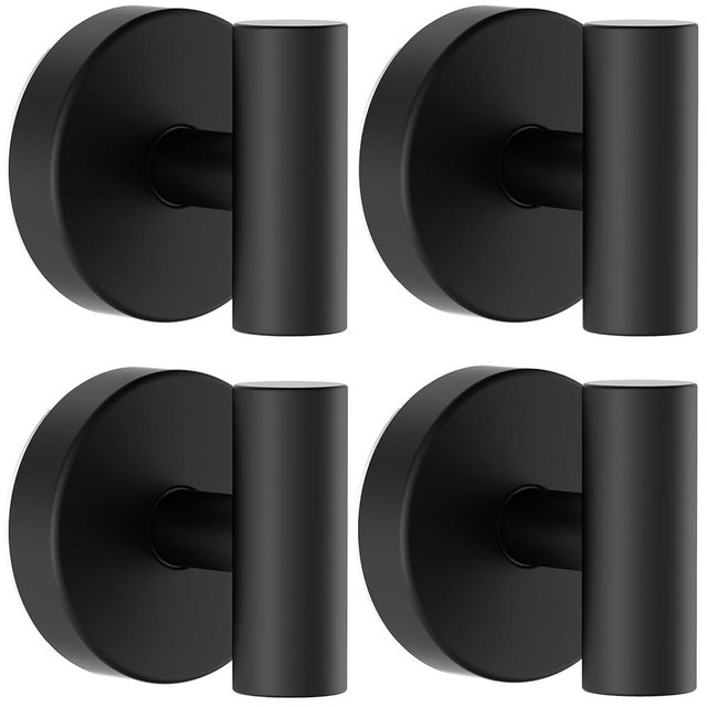Bntuk Suction Cup Hooks, Shower Hooks for Inside Shower – Removable Towel Hooks for Bathroom Window Glass Mirror Tile, Bath Robe Looafh Hook for Hanging – Waterproof & Rustproof, Black (4 Pack)
