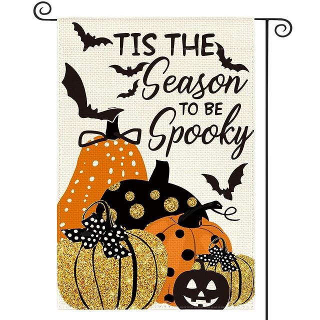 AVOIN colorlife Halloween Garden Flag 12x18 Inch Tis The Season To Be Spooky Double Sided Outside, Bat Pumpkin Holiday Yard Outdoor Decorative Flag