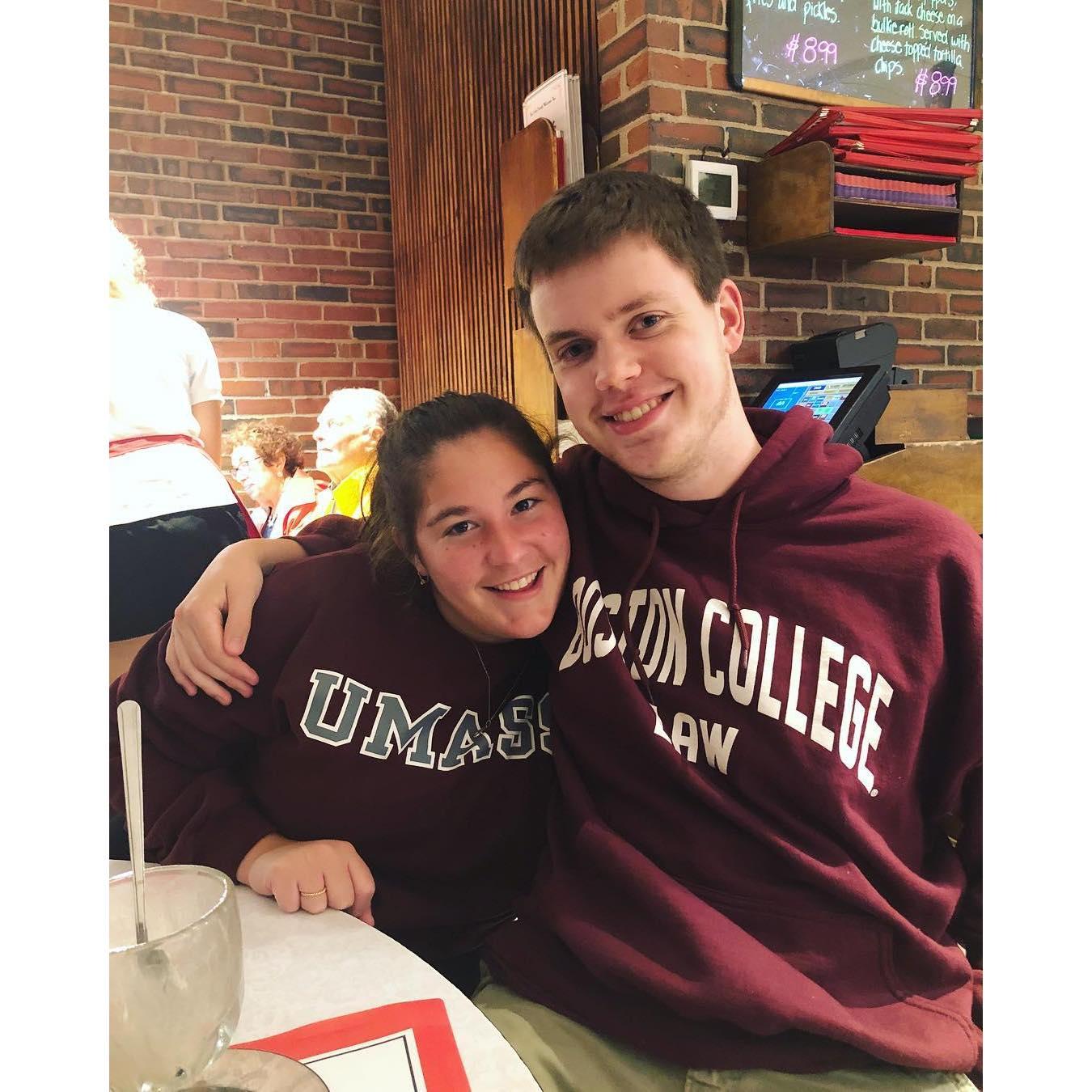 The first weekend Liam visited Darya's family in May 2018 - of course they took him to Cabots! Liam was already comfortable repping Leah's soon-to-be alma mater.
