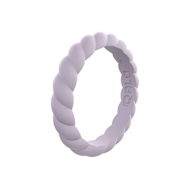 QALO Women's Rubber Silicone Ring, Stackable Twist Rubber Wedding Band, Breathable, Durable Engagement Silicone Ring, 3.3mm Wide 2mm Thick, Multi Colors