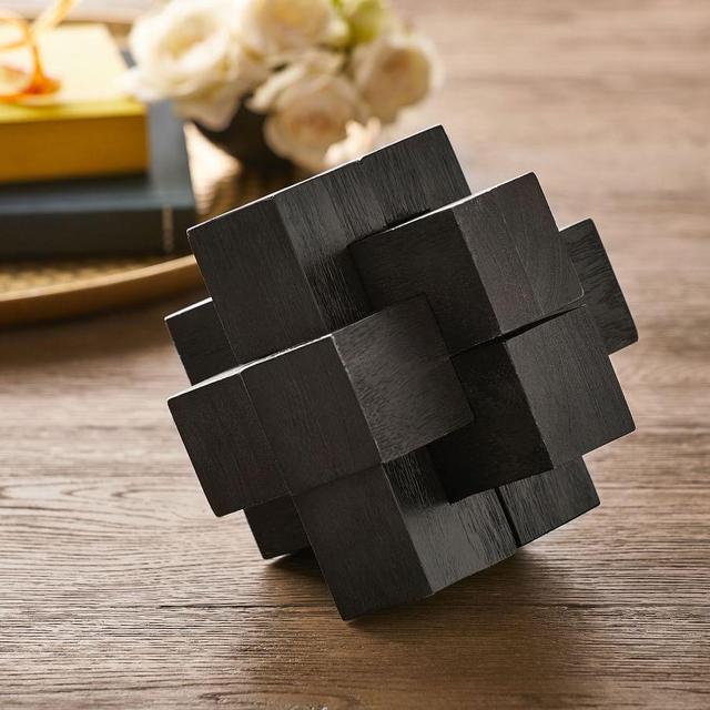 Theodore Puzzle Block Game, Charcoal Wood