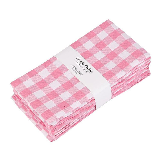 Candy Cottons Kitchen Towels Pink Classic Dish Towels Dishcloths Set Kitchen Rags|Gingham Checks Pantry Kitchen Drying Hand Towels Reusable Cotton 18x28 Inch Towel Spring Decorative Set of 6