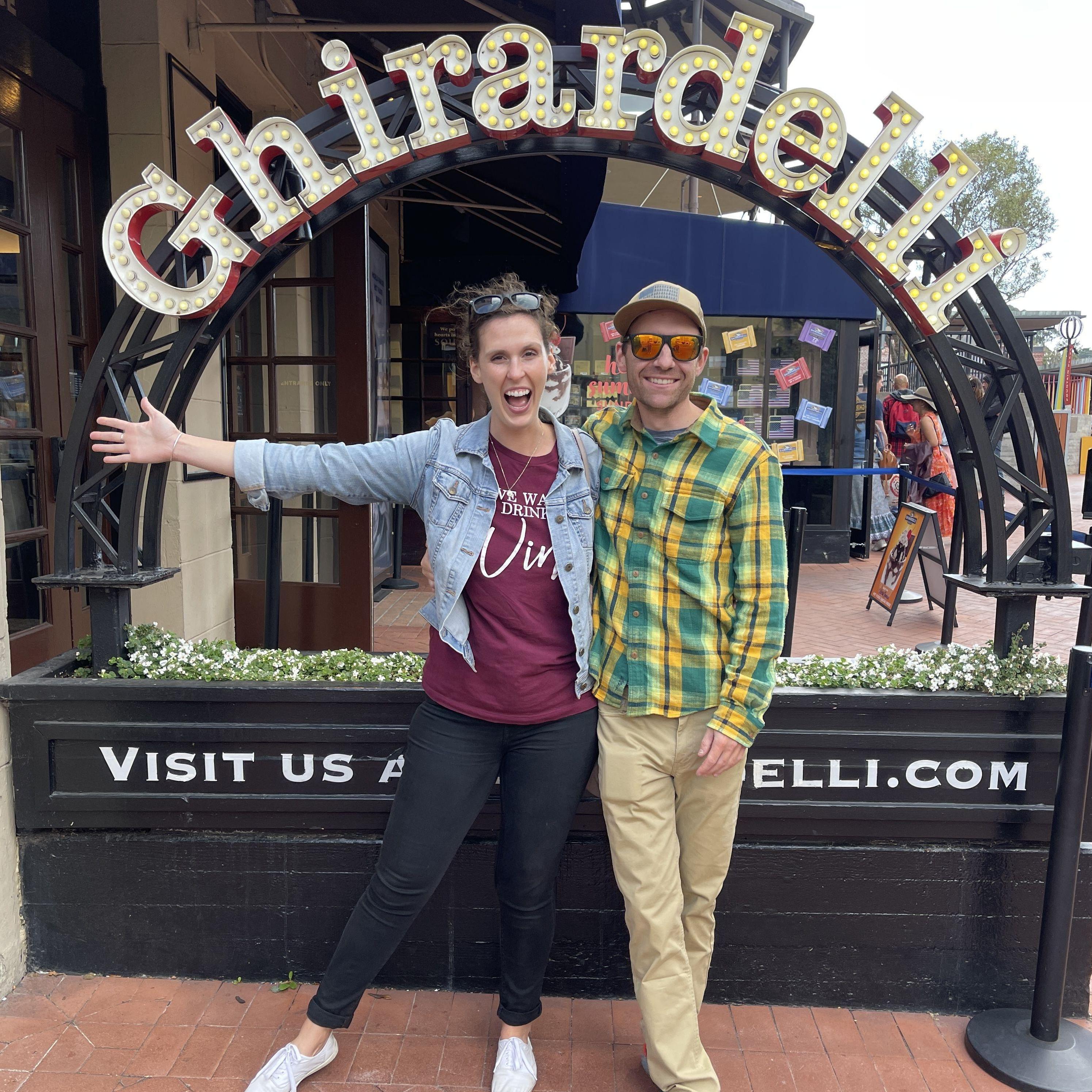Chris's first time at Ghiradelli!