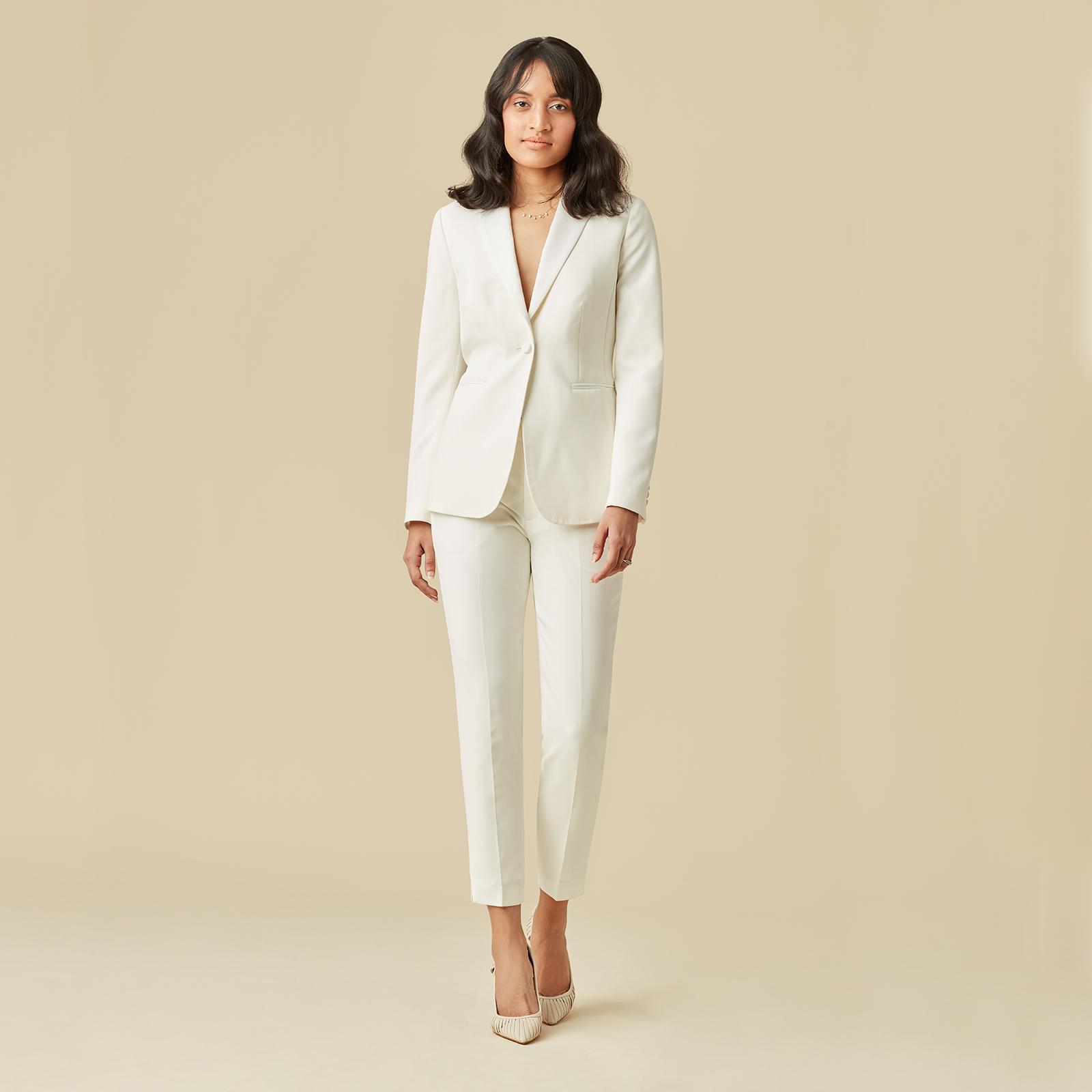 women's white wedding tuxedo