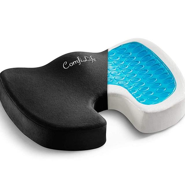 ComfiLife Gel Enhanced Seat Cushion - Non-Slip Orthopedic Gel & Memory Foam Coccyx Cushion for Tailbone Pain - Office Chair Car Seat Cushion - Sciatica & Back Pain Relief (Black)