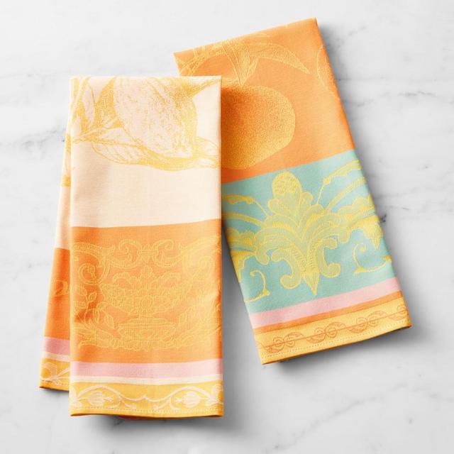 Bright Jacquard Towels, Set of 2, 20" X 30", Citrus