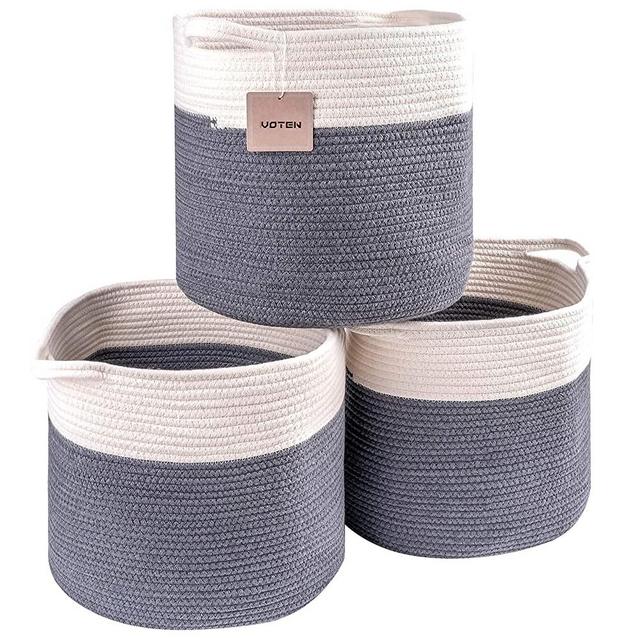 voten Storage Cubes Organizing Baskets Bins for 13x13’’ Cube Storage Organizer Shelf Bookcases Stylish&Durable Round Cube Baskets Bins 12.6x12.6’’ 3-Pack Dark Grey