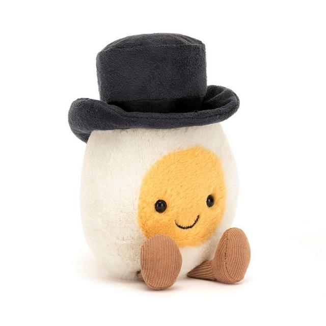 Jellycat Amuseables Boiled Egg Groom Stuffed Toy, 5.5 inches - Food Plush - Fun Wedding & Engagement Gift