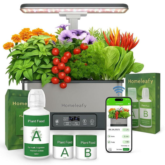 Homeleafy Hydroponics Growing System Kit and Hydroponics Nutrients (200ml) Bundle