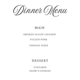 Dinner Menu