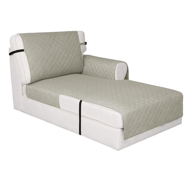 Easy-Going Reversible Chaise Lounge Couch Cover Water Resistant Sofa Cover Sectional L Shaped Sofa Slipcover with Adjustable Straps Furniture Protector for Dogs (115X34 in, Beige/Beige)