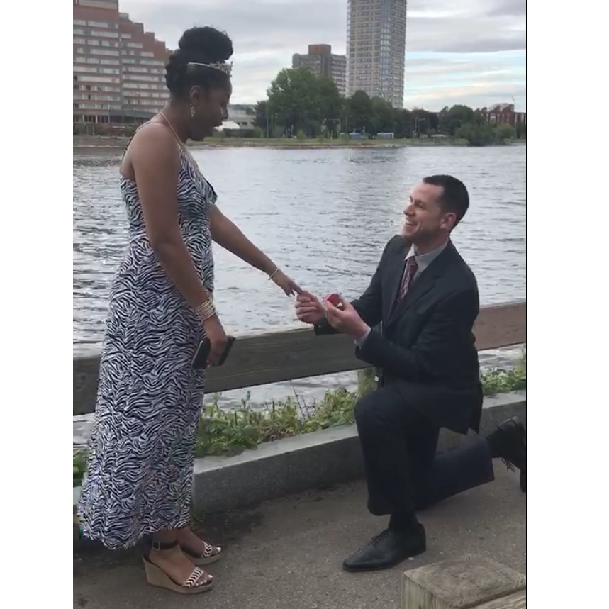 She was surprised, to say the least. She said yes!