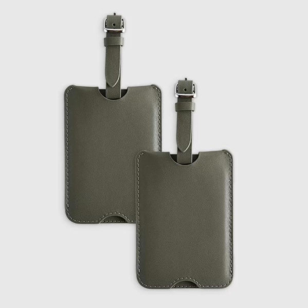 Nappa Leather Luggage Tag (2-Pack) in Dark Green