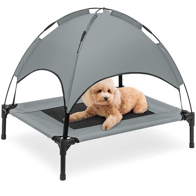 Best Choice Products Elevated Cooling Dog Bed, Outdoor Raised Mesh Pet Cot w/Removable Canopy Shade Tent, Carrying Bag, Breathable Fabric