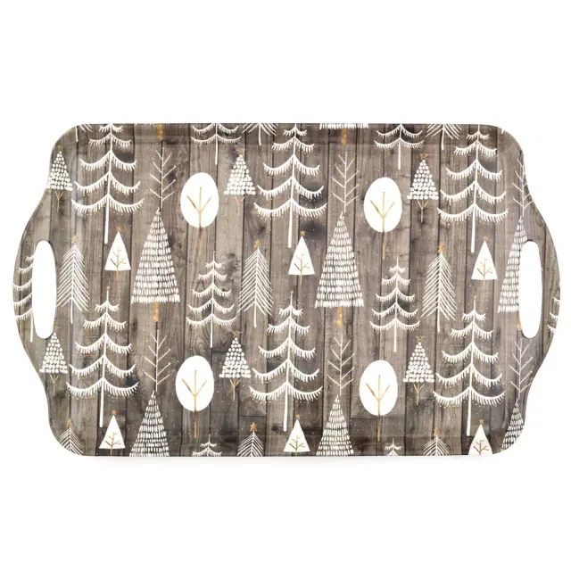 Pimpernel Wooden White Christmas Sandwich Tray - Melamine Serving Platter with Rustic Wood Effect - Dishwasher Safe Serving Tray