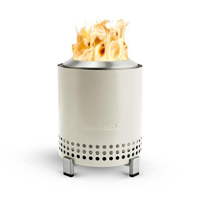 Solo Stove Mesa Tabletop Fire Pit with Stand | Low Smoke Outdoor Mini Fire for Urban & Suburbs | Fueled by Pellets or Wood, Safe Burning, Stainless Steel, with Travel Bag, 6.9 x 5.1 in, 1.4lbs, Bone