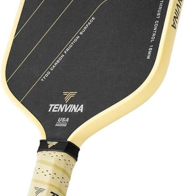 TENVINA Pickleball Paddles, Thermoformed 4 Layers Carbon Fiber Pickleball Paddle, Pickle Ball Paddle USAPA Approved with Dominant Power and Larger Sweet Spot