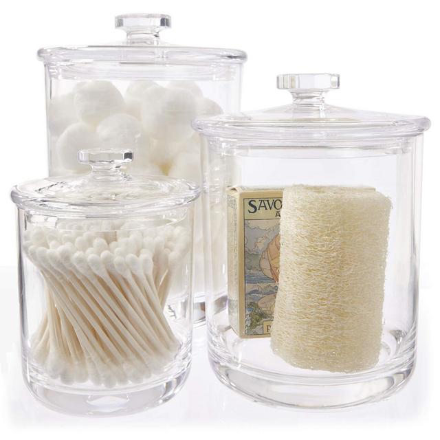 STORi Premium Quality Plastic Apothecary Jars | Set of 3 Clear