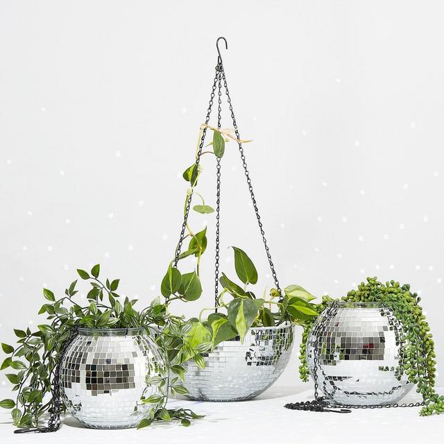 Disco Ball Planter | Hanging or Standing | Various sizes | Decor Mirror Ball Plant Pot | Gold | Rose Gold | Silver