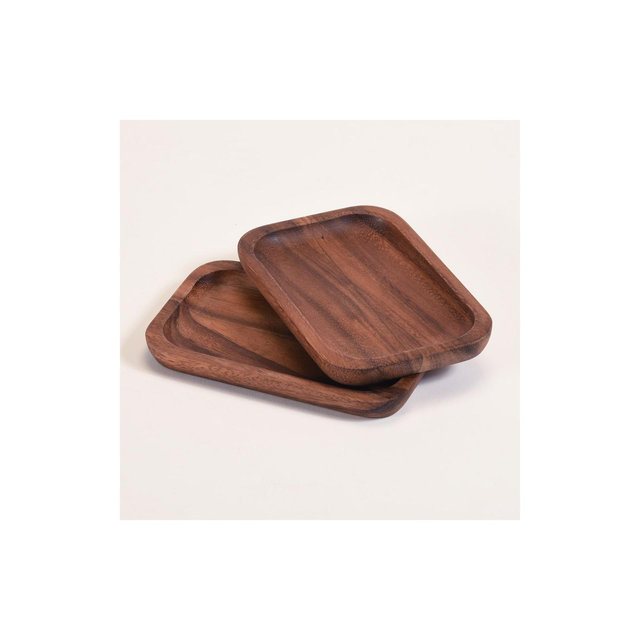 Kalmar Home Solid Acacia Small Rectangular Plates - Set of 2