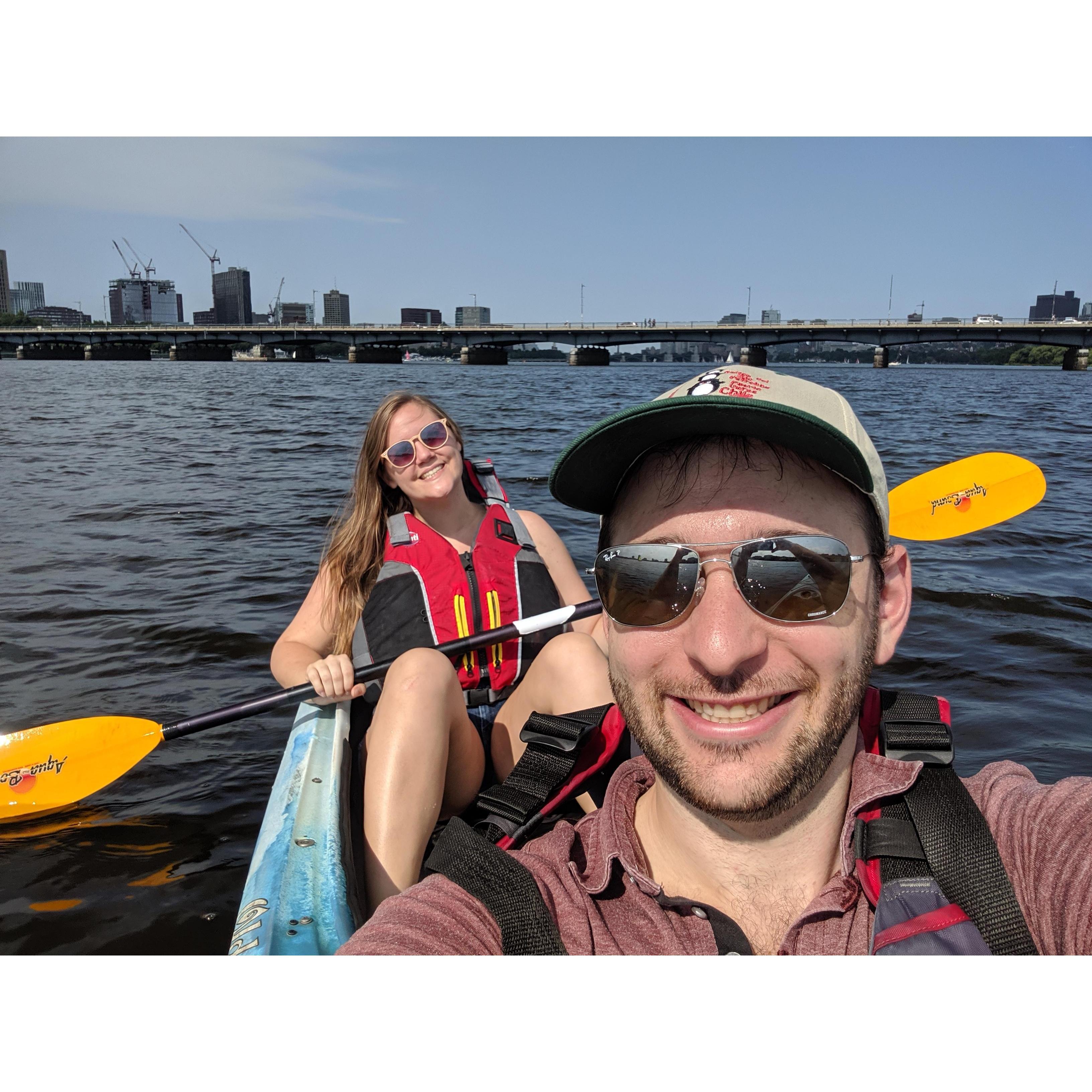 Kayaking on the Charles in Boston.