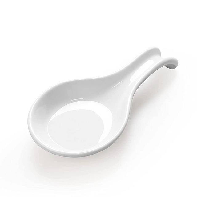 ONEMORE Ceramic Spoon Rest for Stove Top, Heat-Resistant Ladle Holder for Kitchen Utensils/Tools - Large Size, White