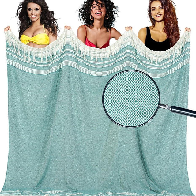 Yongoes Oversized Turkish Beach Towel Blanket Cotton Giant XL Sandproof Towels Huge Linen XXL Extra Large Big Throw Quilt Blankets for Adults Cloud Travel Camping Glamping Accessories Essentials