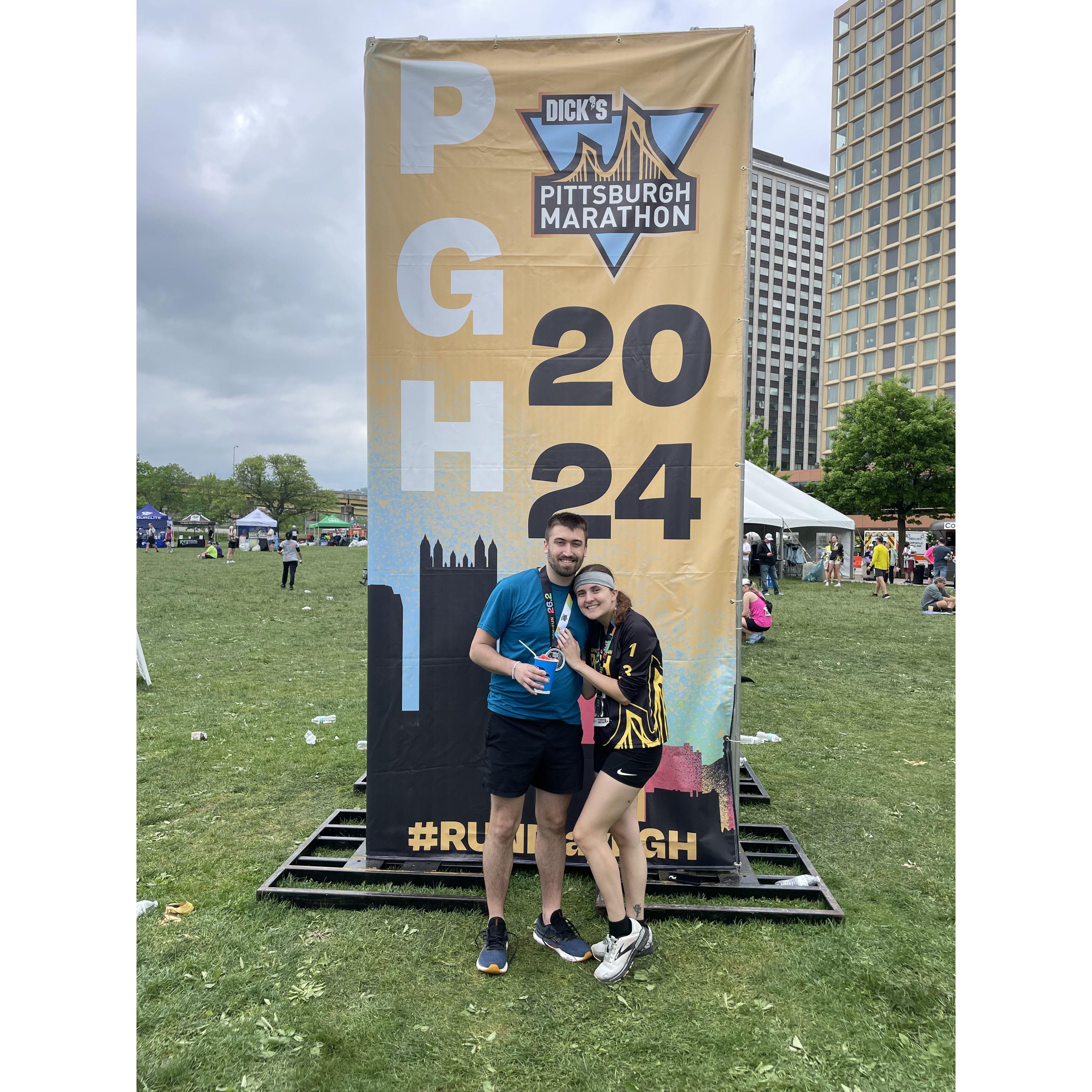 Our first race together - the Pittsburgh Marathon and Half Marathon