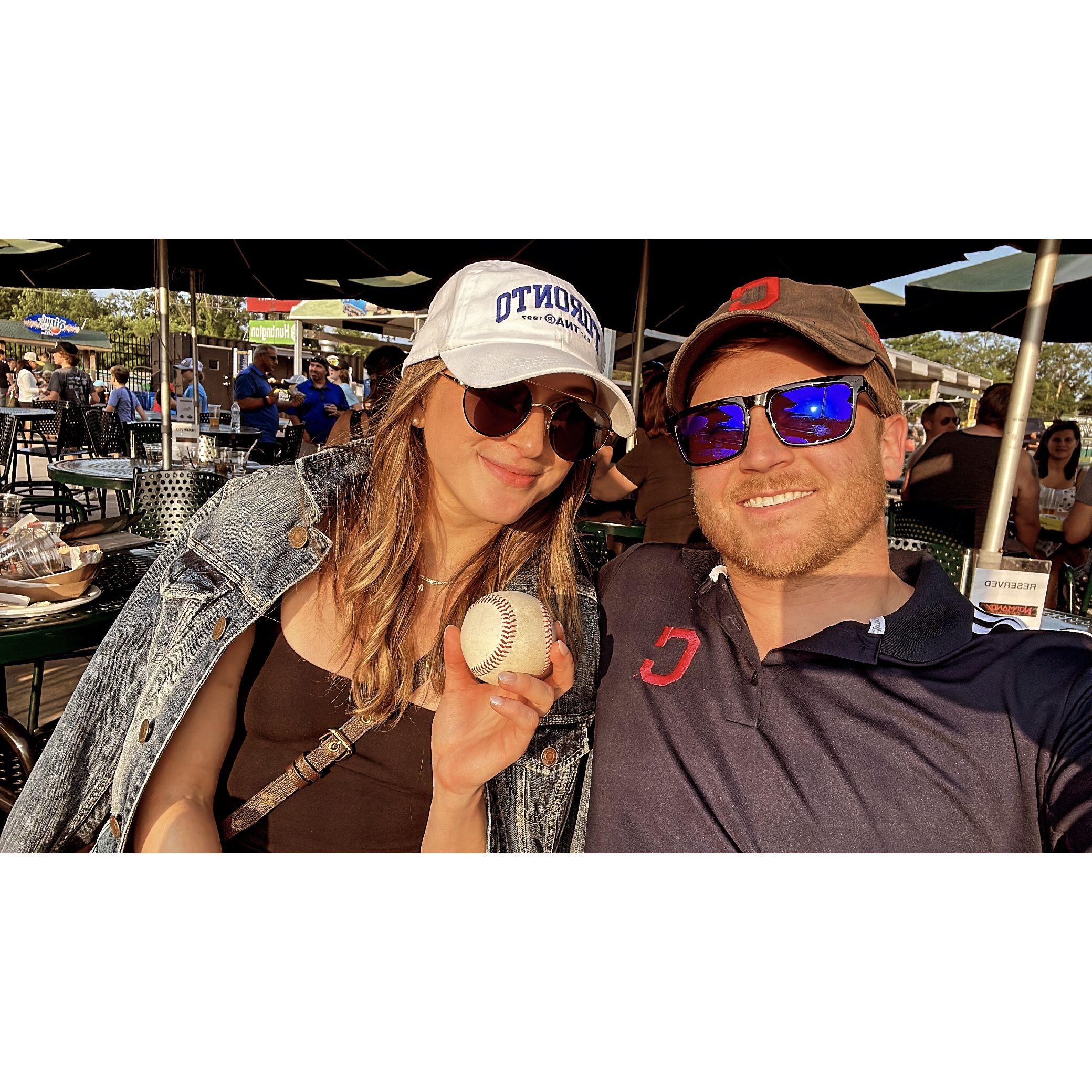 Caught a ball at our first game together!