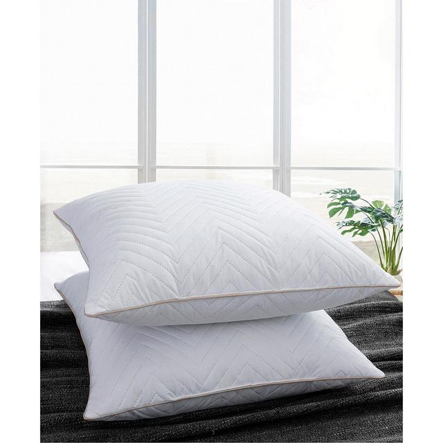 UNIKOME 2 Pack Wave Quilted Down and Feather Square Pillow Insert Set, 18" x 18"