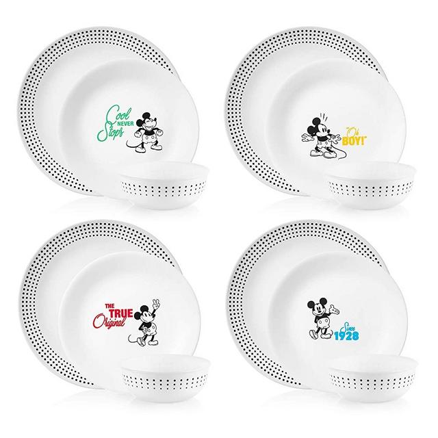 Corelle Disney Mickey Mouse-The True Original, 12 Piece Dinnerware Set