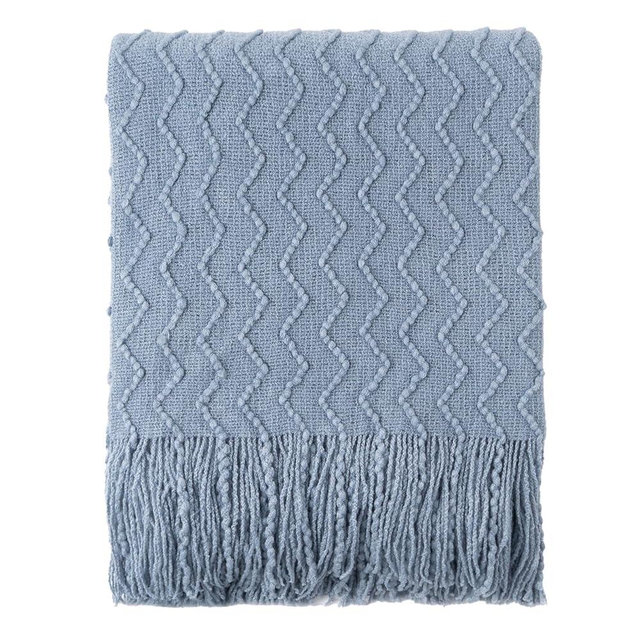 BATTILO HOME Throw Blanket for Couch, Textured Knit Throw, Bluish Grey Throws for Home Decor, Soft Blanket Throw for Bedroom Decor Housewarming Gifts, 50"x60"