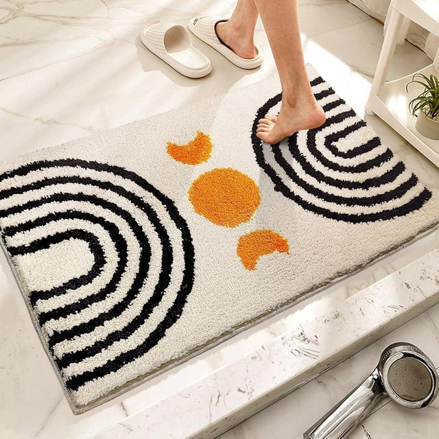 Boho Bathroom Rugs Cute Bohemian Bath Rug Non-Slip Microfiber Abstract Bath Mat for Bedroom Small Carpet Home Decor Soft Funny Beige Washable Rugs for Bathtub/Vanity/Toilet 20x32 inch