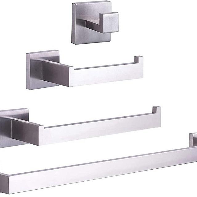 4-Piece Bathroom Hardware Accessories Set Stainless Steel Brushed Nickel 24 inch Towel Bar + Toilet Paper Holder + Hand Towel Rack + Towel Hook(24 inch)