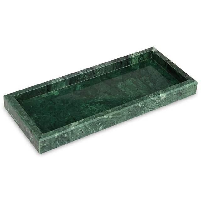 HESHIBI Marble Bathroom Vanity Tray,Luxury Natural Stone Small Decorative Tray,Soap Dispenser Dresser Top Perfume Home Kitchen Toilet Tank Sink Tray for Soap Bottles, Key Trinket Ring Tray(Green)