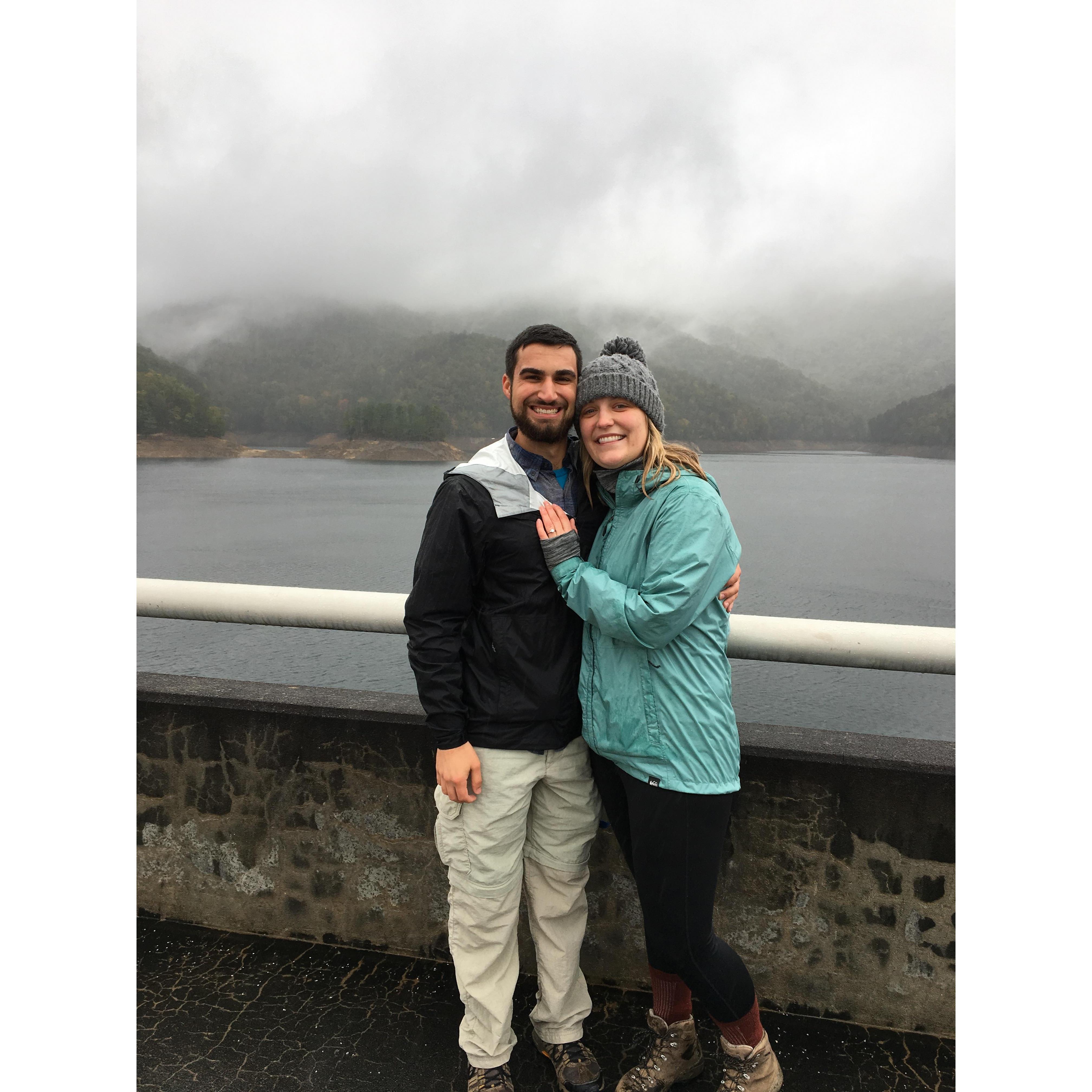 Five minutes after we got engaged! The nice couple who took this photo for us walked up as we were awkwardly and tearfully hugging.
