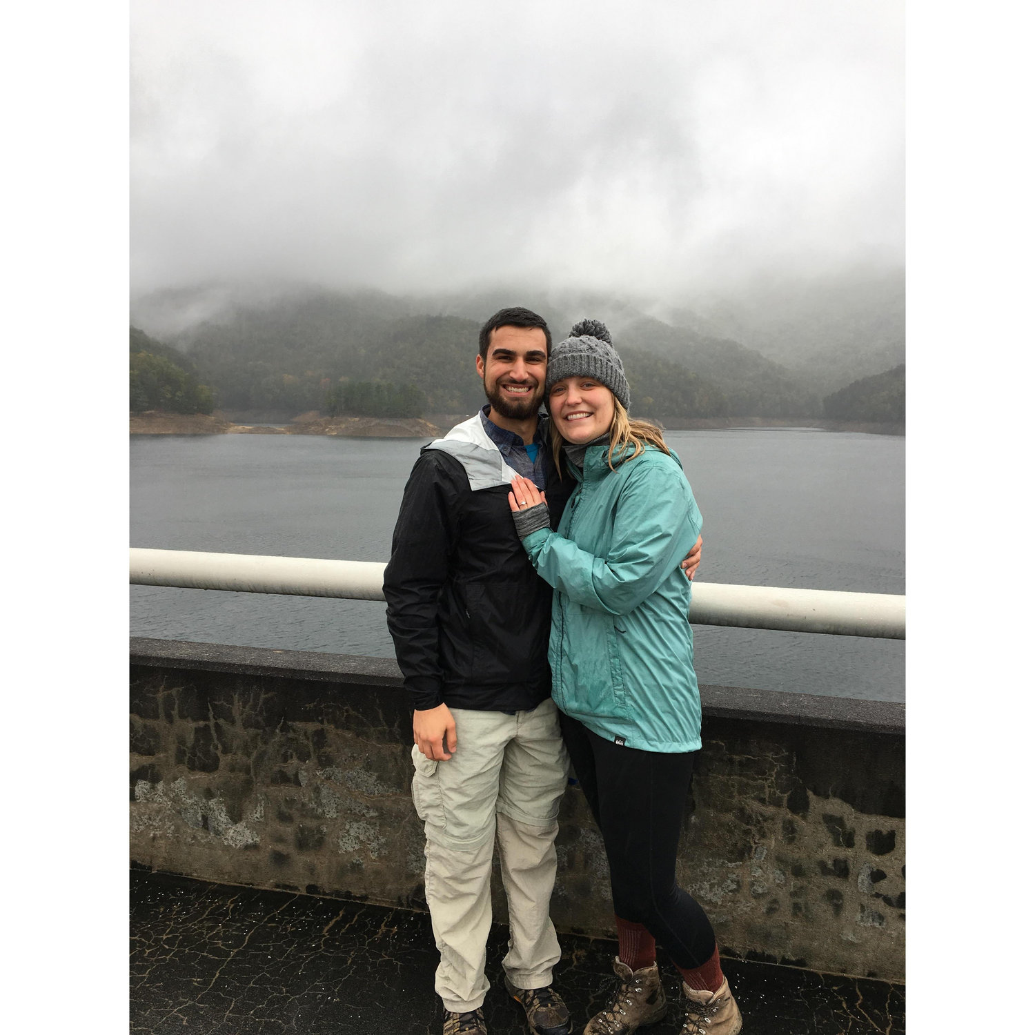 Five minutes after we got engaged! The nice couple who took this photo for us walked up as we were awkwardly and tearfully hugging.