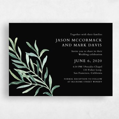 Black Wedding Invitation - Eastwick Vine