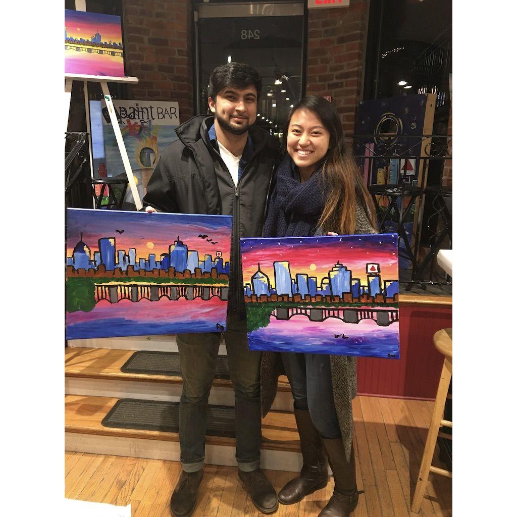 At a paint night in Boston! Whose painting do you prefer? (2017)