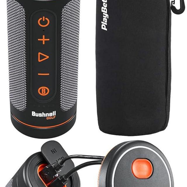 Bushnell Wingman 2 Golf GPS Speaker Bundle - Golf Bluetooth Speaker with Premium Audio Quality, Integrated BITE Magnetic Cart Mount & Battery Life Indicator - Includes Wingman Protective Pouch