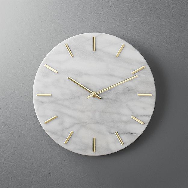 CB2 Carlo marble and brass wall clock