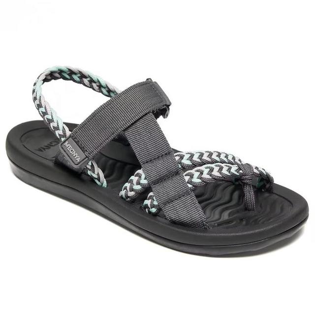 MEGNYA Hiking Sandals for Womens, Comfortable Walking Flip Flop Sandals with Arch Support, Athletic Sandals with Hook and Loop Straps for Beach Vacation Adventure
