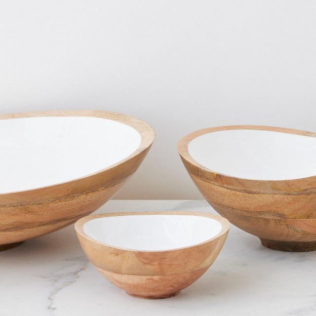 mango wood enamel bowls- extra large