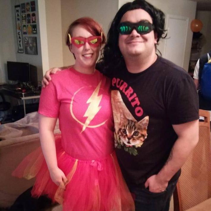 Dressed up as Flash and Cisco for Halloween