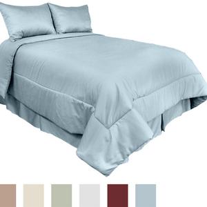 Veratex Luxury Soft 500 Thread Count 100% Egyptian Cotton Sateen Shell Bedroom Comforter Set, California King Size, Blue