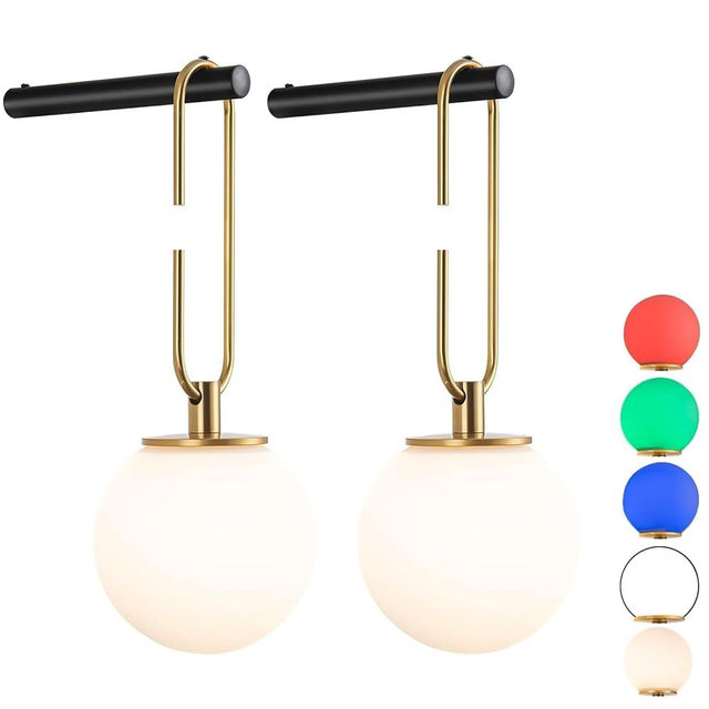 jengush Battery Operated Wall Sconces Set of 2,Dimmable Wall Sconce Battery Powered with Remote Control,Indoor Not Hardwired Wall Lamp for Bedroom, Mid-Century Modern Wall Light