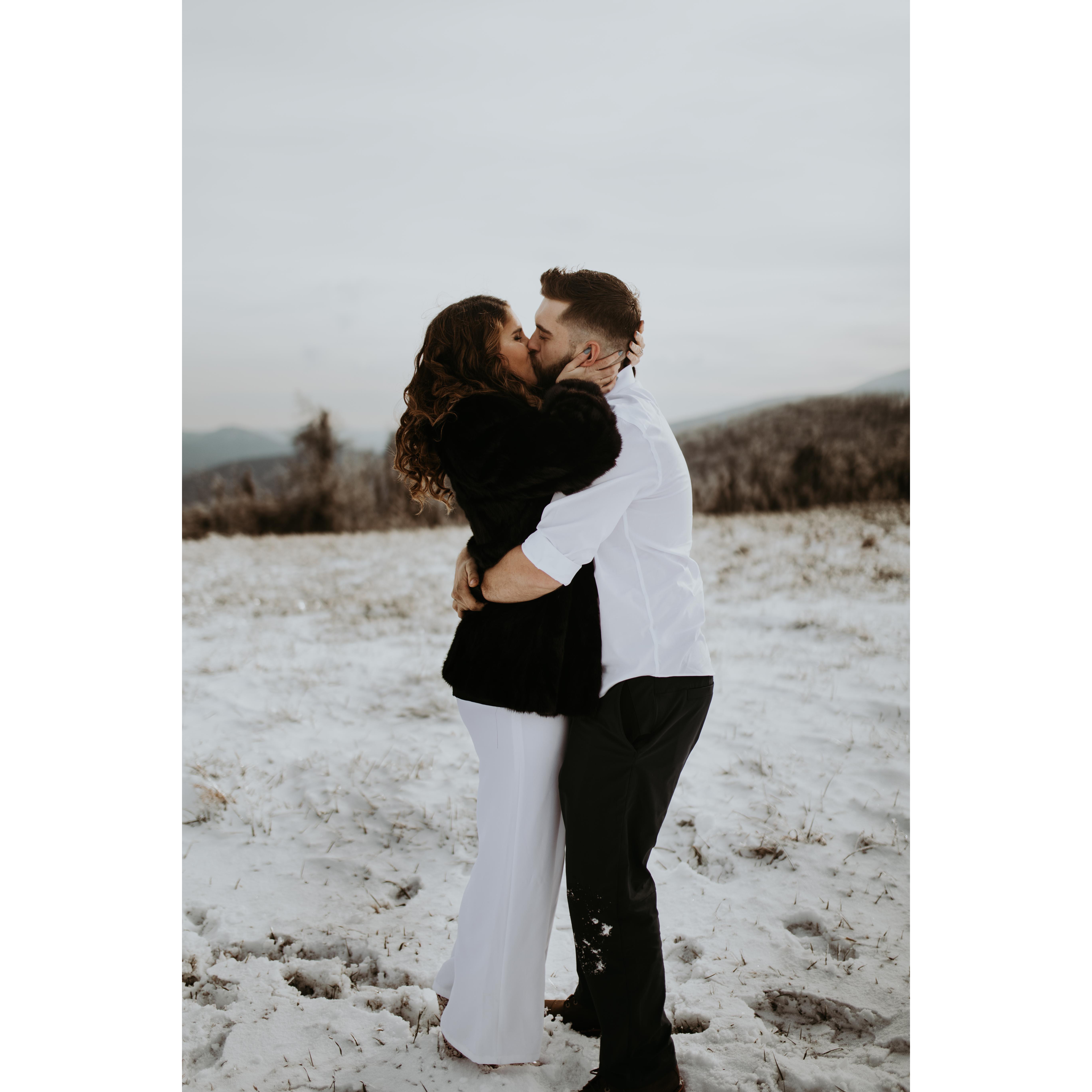 The day Ryan popped the question in the Shenandoah mountains. Just Ryan and I... and our beautiful friends Meghan and Marshall who helped plan and capture it. @meghanglassphotography
