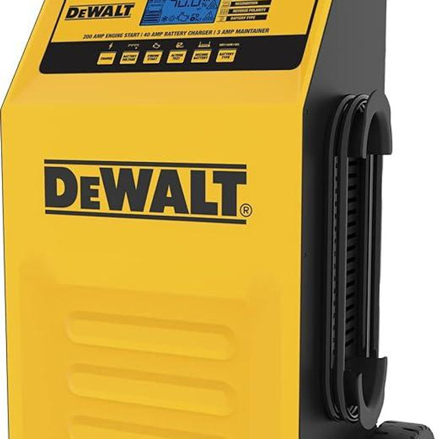 DeWalt DXAEC200 Professional Rolling 40 Amp Battery Charger, 3 Amp Maintainer with 200 Amp Engine Start